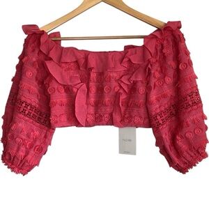 ALEXIS Phelia Top in Pink Embroidered Crop Top Size XS NWT
